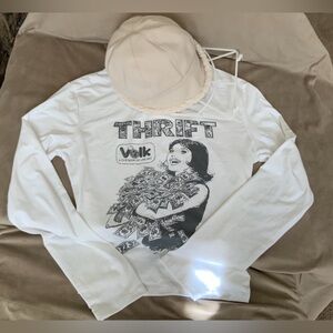 NWOT LS SCOOP NECK & FAUX SHERPA CAP w/ Brim.